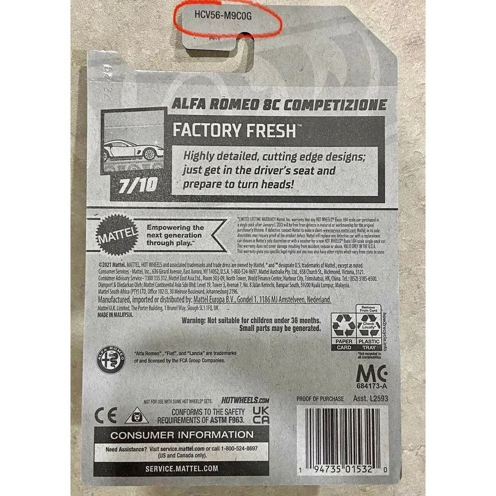 Hot Wheels Alfa Romeo 8C Competizione 156/250 Factory Fresh 7/10 NIP 1:64 2022